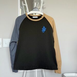 JW ANDERSON  Logo Patch Color Block Sweatshirt (Blue Green Khaki)